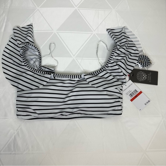 Vince Camuto  2 Pice White and Black Swimsuit  Stripe Bikini Size XS New - Picture 8 of 9